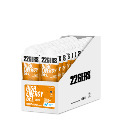 BOX HIGH ENERGY GEL SALTY PEANUT & HONEY 226ers - skondensowany żel o wysokiej zawartości węglowodanów, o smaku orzeszków ziemnych z miodem, z sodem,